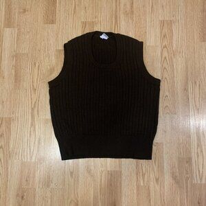 Wolsey International Man Mens Ribbed Vest 100% Acrylic Sleeveless Brown Stylish